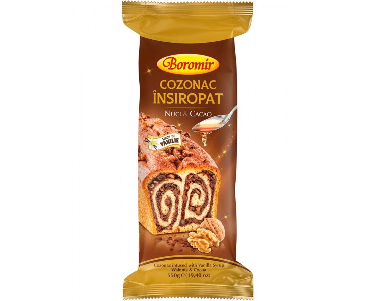 BOROMIR COZONAC INSIROPAT NUCI-CACAO 550G/9